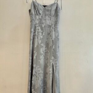 Lulu's Loveliest Looks Dusty Blue Floral Midi Dress